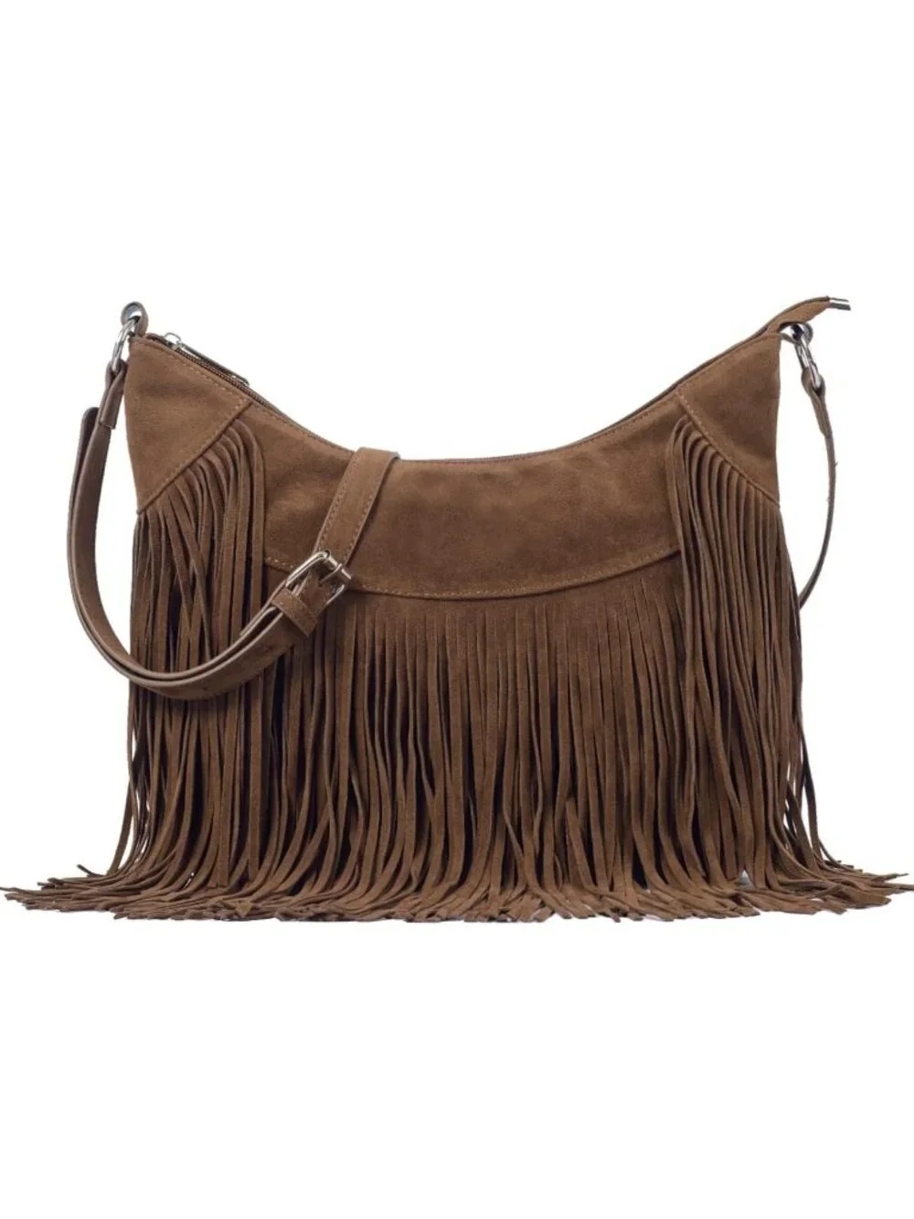 Fringe Hobo Bag for Women | Vegan Suede Shoulder Purse with Tassels & Crossbody